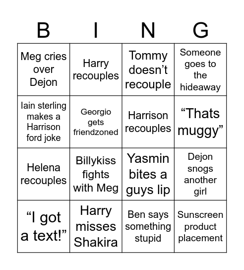 Casa Amor 2025 Bingo Card