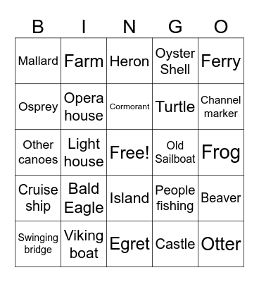 Connecticut River BINGO!!! Bingo Card