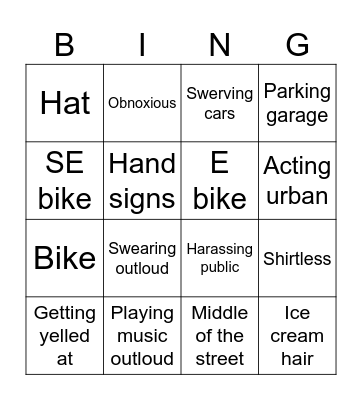 Bike kid bingo Card