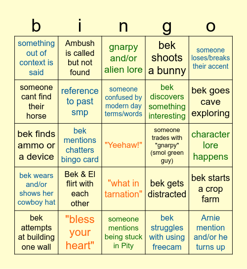CowboySMP (cb!beck pov) Bingo Card