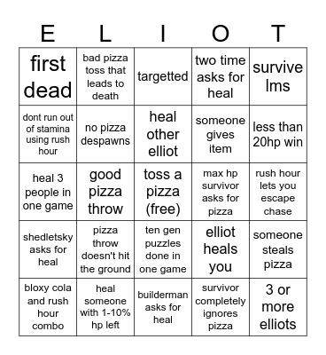 Elliot Forsaken Bingo!! Bingo Card