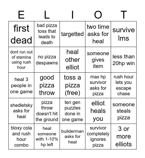 Elliot Forsaken Bingo!! Bingo Card
