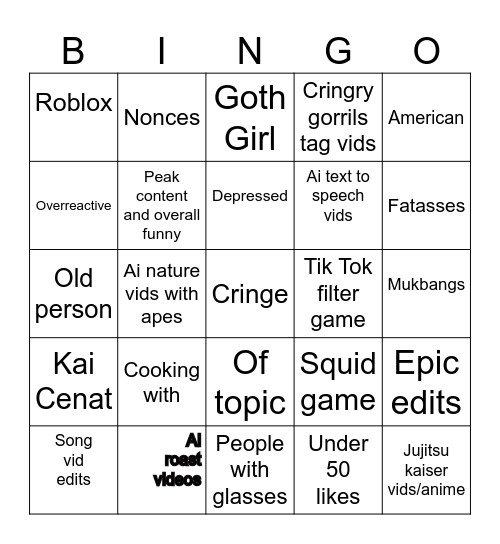 TikTok Bingo 2024 Bingo Card