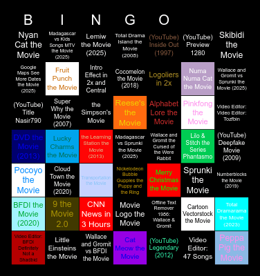 Genres Movies Anywhere (1-10000) Bingo Card