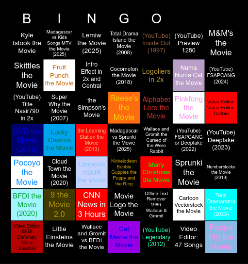 Genres Movies Anywhere (1-10000) Bingo Card