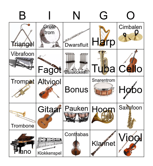Instrumentale Bingo Card