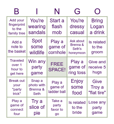 Brenna & Seth's Elopement Celebration! Bingo Card