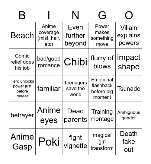 Demongo Bingo Card