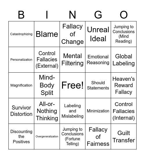 Inge Therapy Bingo Card