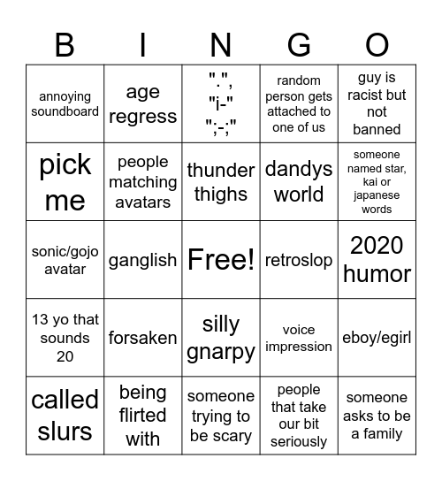roblox Bingo Card