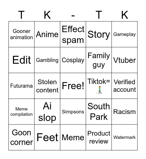 Tiktok Bingo Card