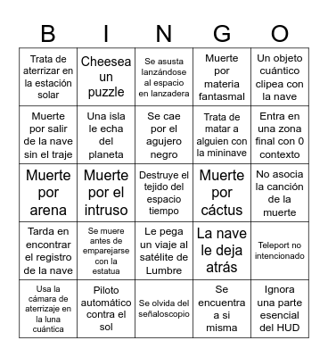 Outer Wilds Bingo Card