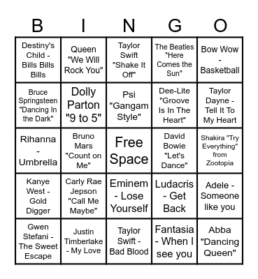 MUSIC! MUSIC! MUSIC! Bingo Card