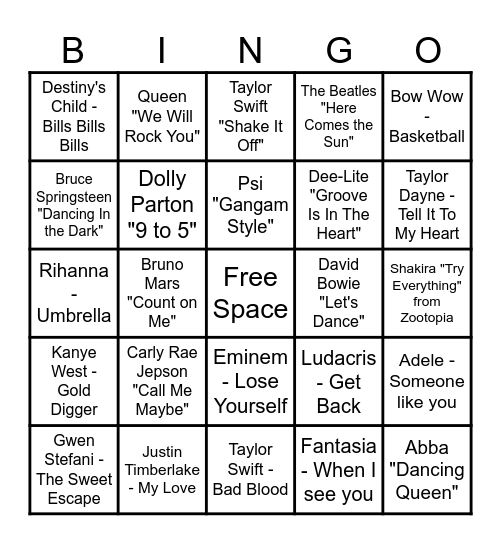 MUSIC! MUSIC! MUSIC! Bingo Card