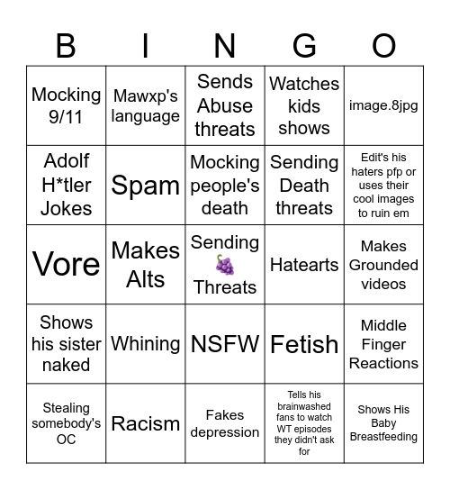 MAWXP Bingo Card