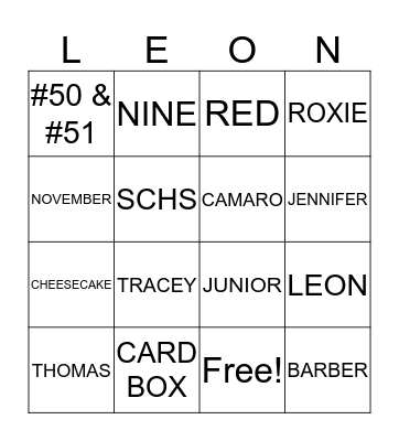 Leon's 60th Birthday BINGO  Bingo Card