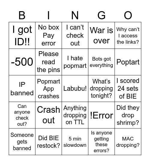 GEN CHAT BINGO Card