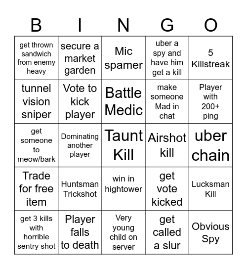 TF2 Bingo Card
