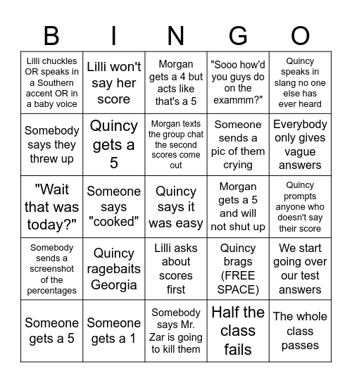 AP Scores Bingo Card