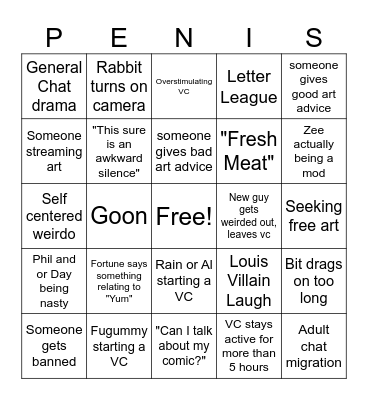 Comic Creators Bingo Card