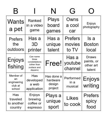 Find someone who... Bingo Card