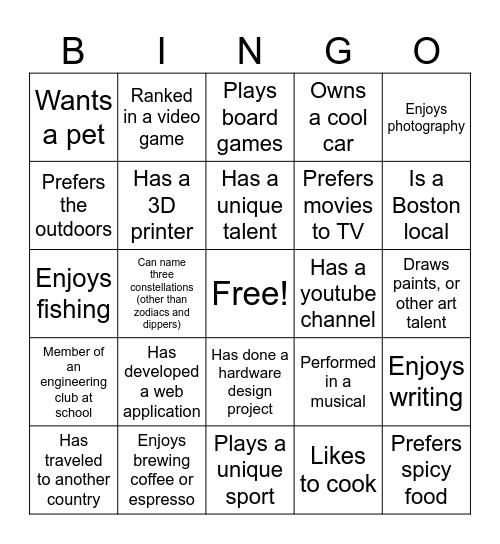 Find someone who... Bingo Card