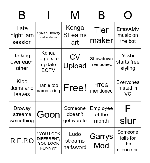 Funny Business Bingo Card