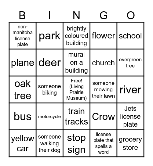 Bus Bingo Card