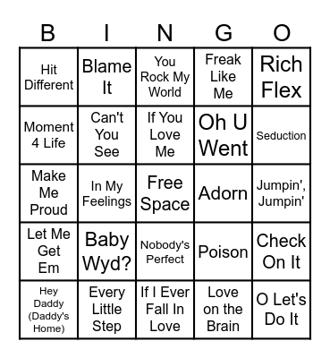 R&B/Trap BINGO Card