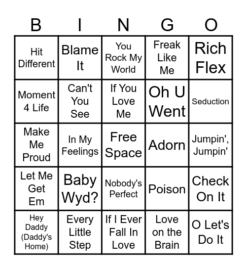 R&B/Trap BINGO Card