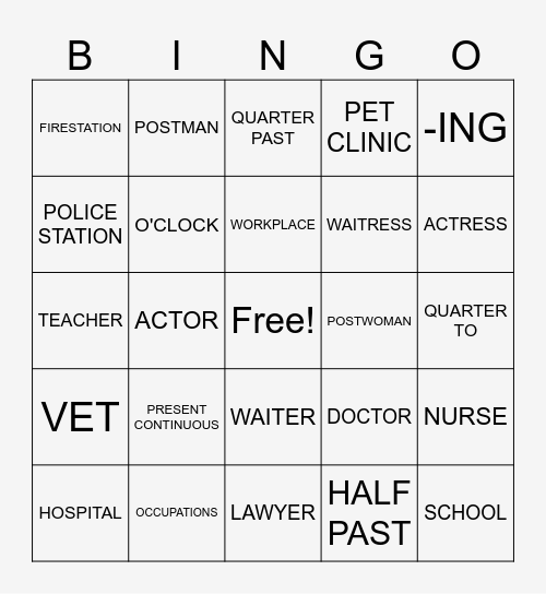 FIRST SEMESTER CONTENTS Bingo Card