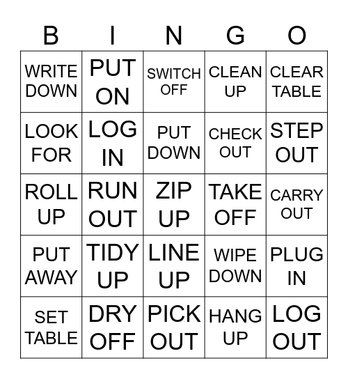 PHRASAL VERBS Bingo Card