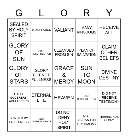 The Vision Bingo Card