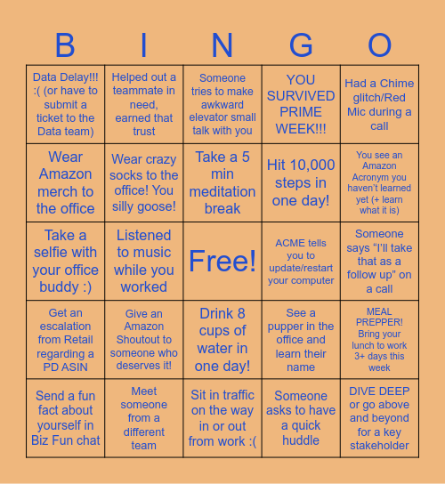 PRIME WEEK VF BINGO! Bingo Card