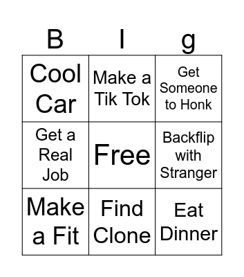 IRL BINGO Card