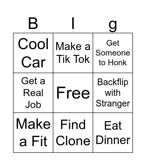 IRL BINGO Card