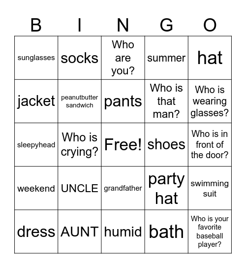 VT CLASS Bingo Card