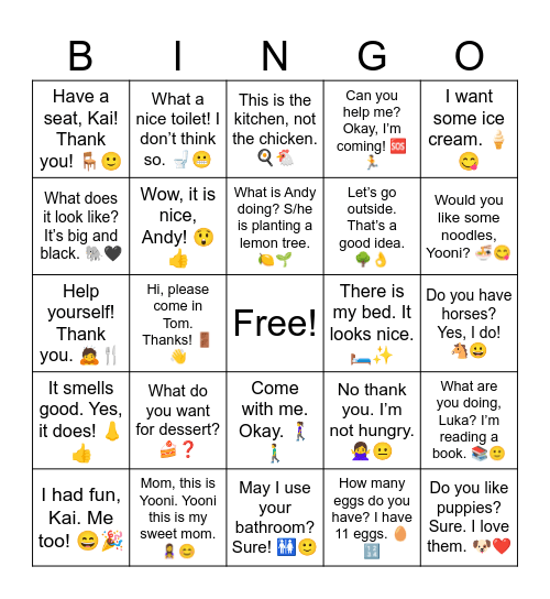 YBM B3 Full Review Bingo Card
