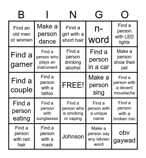 Omegle Bingo Card