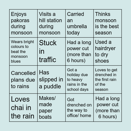 Rain-bingo Card