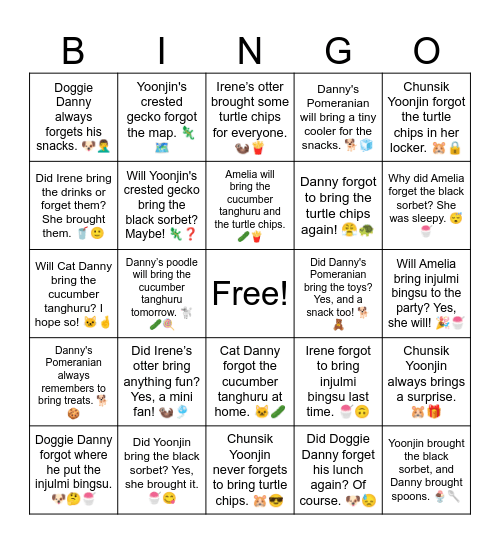 Yoonjin's crested gecko forgot the map. 🦎🗺️ Bingo Card