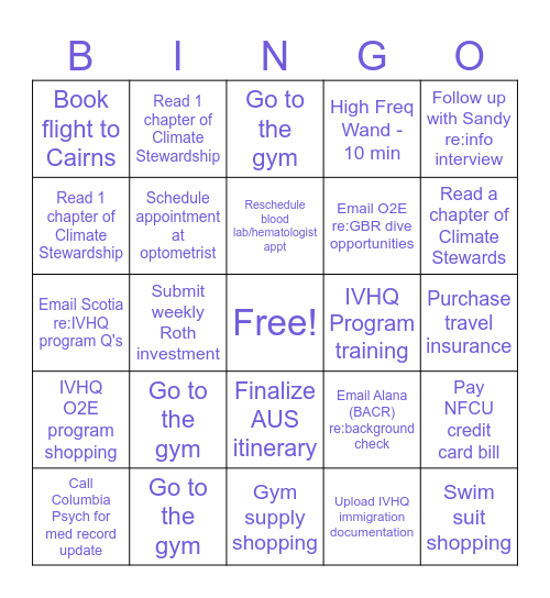 Task Bingo 7/7-7/11 Bingo Card