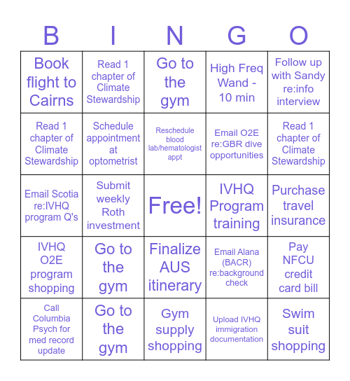 Task Bingo 7/7-7/11 Bingo Card