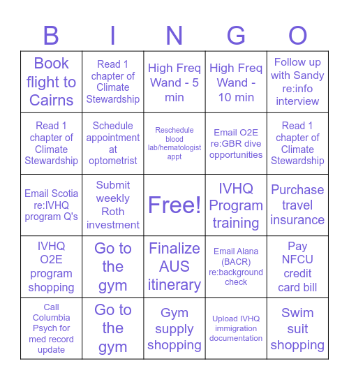 Task Bingo 7/7-7/11 Bingo Card