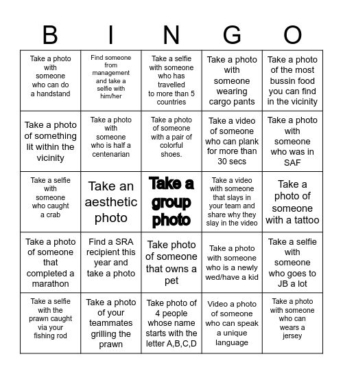 SG Cash Ops Team Bonding Bingo Card