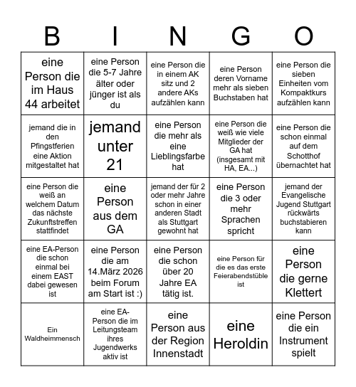 EJUS Bingo Card
