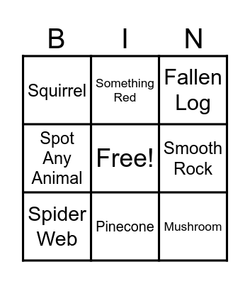 Nature Bingo Card