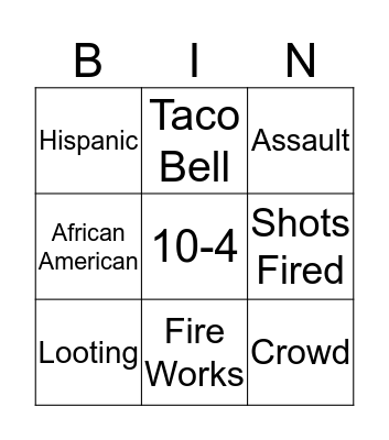 Police Bingo Card