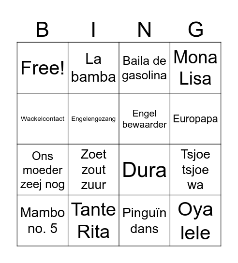 Bingo zonder titel Bingo Card