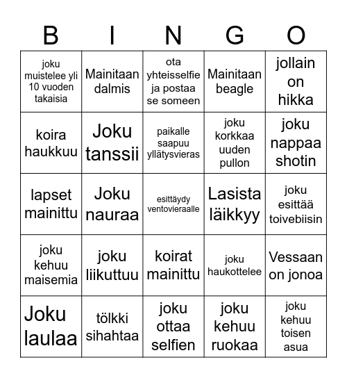 Sannan syntskät Bingo Card